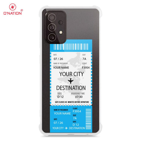 Samsung Galaxy A72 Cover - Personalised Boarding Pass Ticket Series - 5 Designs - Clear Phone Case - Soft Silicon Borders
