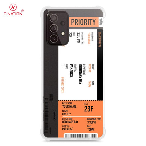 Samsung Galaxy A72 Cover - Personalised Boarding Pass Ticket Series - 5 Designs - Clear Phone Case - Soft Silicon Borders