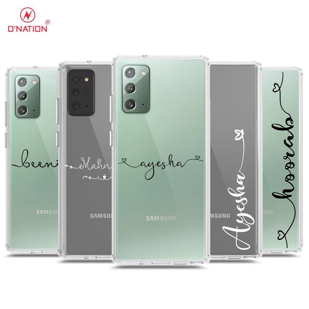 Samsung Galaxy Note 20 Cover - Personalised Name Series - 8 Designs - Clear Phone Case - Soft Silicon Borders