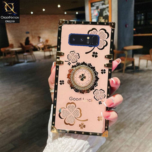 Samsung Galaxy Note 8 Cover - Pink - Square Bling Diamond Glitter Soft TPU Trunk Case with Ring Holder