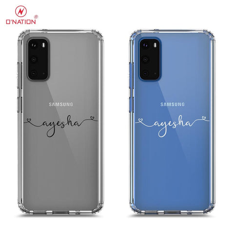 Samsung Galaxy S20 Cover - Personalised Name Series - 8 Designs - Clear Phone Case - Soft Silicon Borders