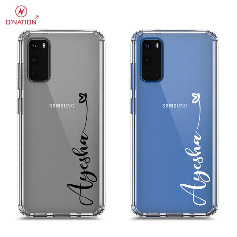 Samsung Galaxy S20 Cover - Personalised Name Series - 8 Designs - Clear Phone Case - Soft Silicon Borders