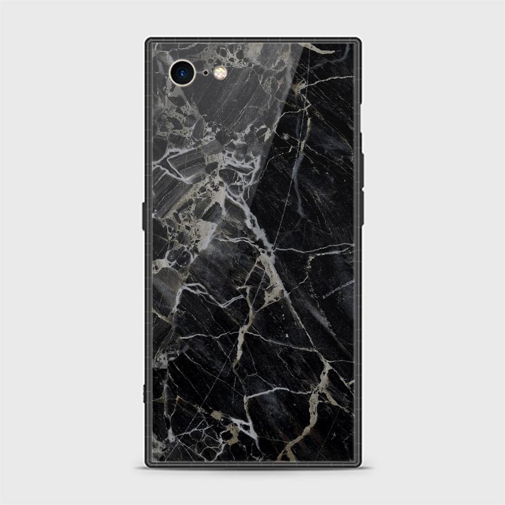 iPhone SE 2020 Cover - Black Marble Series - HQ Ultra Shine Premium Infinity Glass Soft Silicon Borders Casee