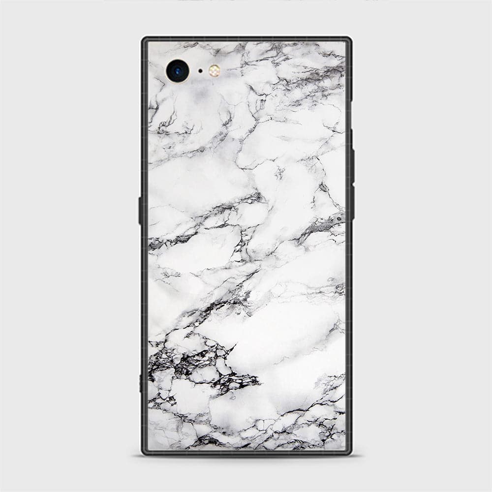 iPhone SE 2020 Cover - White Marble Series - HQ Ultra Shine Premium Infinity Glass Soft Silicon Borders Casee