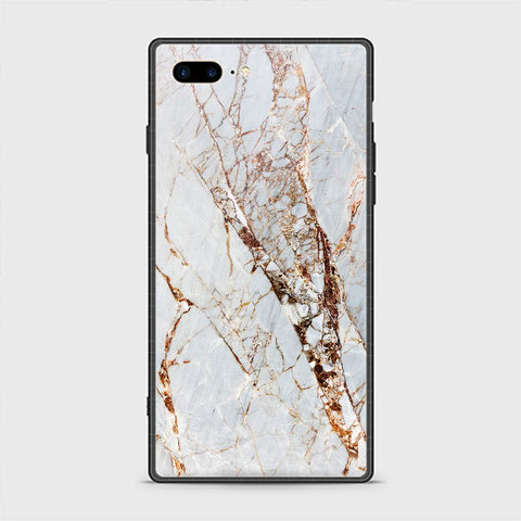 iPhone 8 Plus Cover - White Marble Series - HQ Ultra Shine Premium Infinity Glass Soft Silicon Borders Casee