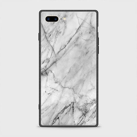 iPhone 8 Plus Cover - White Marble Series - HQ Ultra Shine Premium Infinity Glass Soft Silicon Borders Casee