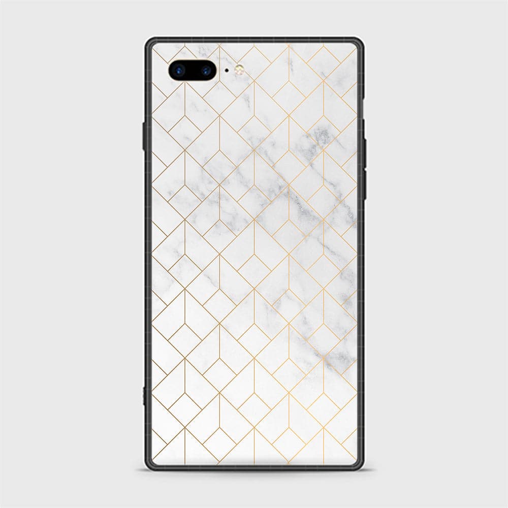 iPhone 8 Plus Cover - White Marble Series 2 - HQ Ultra Shine Premium Infinity Glass Soft Silicon Borders Casee