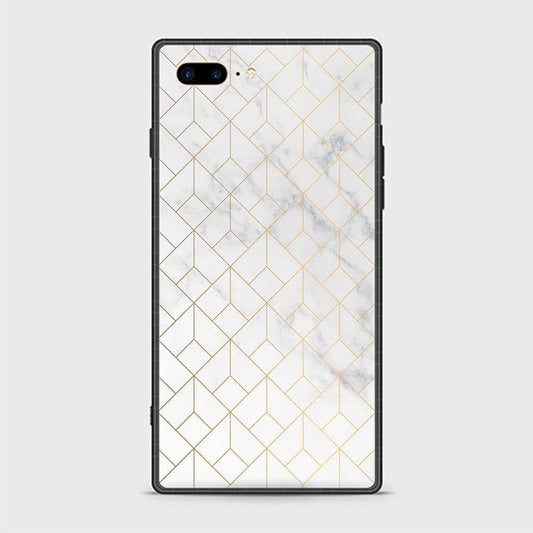 iPhone 8 Plus Cover - White Marble Series 2 - HQ Ultra Shine Premium Infinity Glass Soft Silicon Borders Casee
