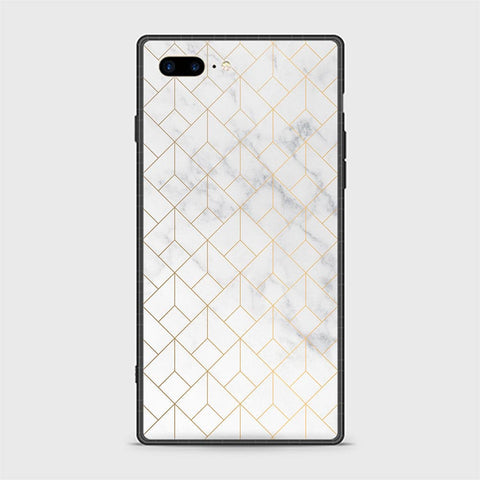 iPhone 8 Plus Cover - White Marble Series 2 - HQ Ultra Shine Premium Infinity Glass Soft Silicon Borders Casee