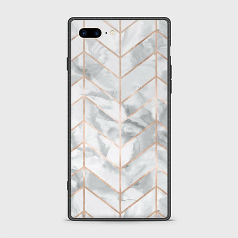 iPhone 8 Plus Cover - White Marble Series 2 - HQ Ultra Shine Premium Infinity Glass Soft Silicon Borders Casee