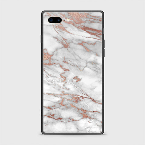 iPhone 8 Plus Cover - White Marble Series 2 - HQ Ultra Shine Premium Infinity Glass Soft Silicon Borders Casee