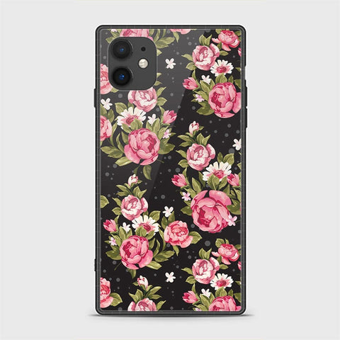 iPhone 11 Cover - Floral Series - HQ Ultra Shine Premium Infinity Glass Soft Silicon Borders Casee