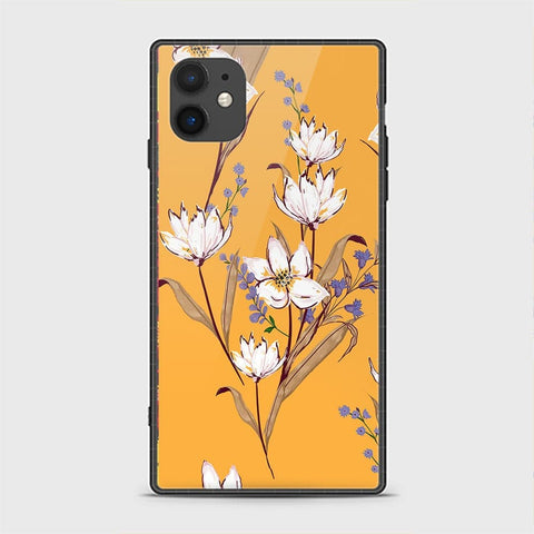 iPhone 11 Cover - Floral Series - HQ Ultra Shine Premium Infinity Glass Soft Silicon Borders Casee
