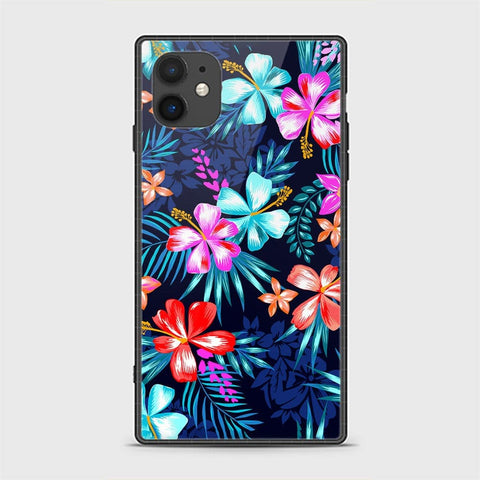 iPhone 11 Cover - Floral Series - HQ Ultra Shine Premium Infinity Glass Soft Silicon Borders Casee