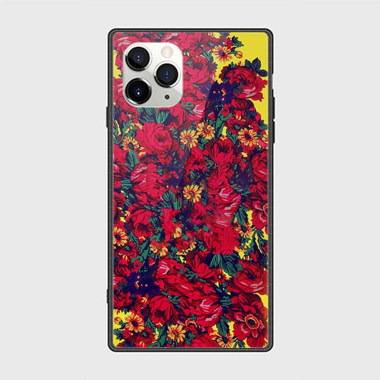 iPhone 12 Pro Cover - Floral Series - HQ Ultra Shine Premium Infinity Glass Soft Silicon Borders Casee