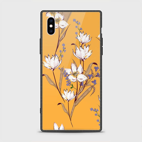 iPhone XS Cover - Floral Series - HQ Ultra Shine Premium Infinity Glass Soft Silicon Borders Casee