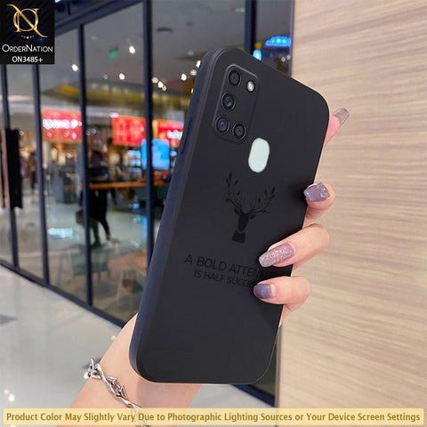 Samsung Galaxy A21s Cover - Black - ONation Bold Series - HQ Liquid Silicone Elegant Colors Camera Protection Soft Case ( Fast Delivery ) (H)