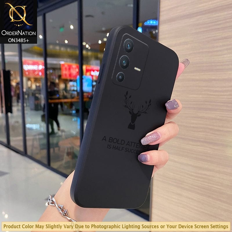 Vivo V23 5G Cover - Black - ONation Bold Series - HQ Liquid Silicone Elegant Colors Camera Protection Soft Case ( Fast Delivery )