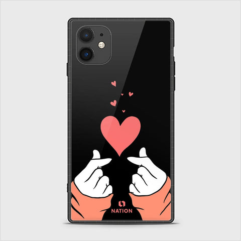 iPhone 11 Cover - Onation Heart Series - HQ Ultra Shine Premium Infinity Glass Soft Silicon Borders Case