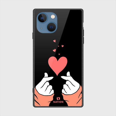 iPhone 13 Cover- Onation Heart Series - HQ Ultra Shine Premium Infinity Glass Soft Silicon Borders Case