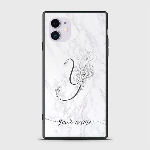 iPhone 11 Cover -Personalized Alphabet Series - HQ Ultra Shine Premium Infinity Glass Soft Silicon Borders Case