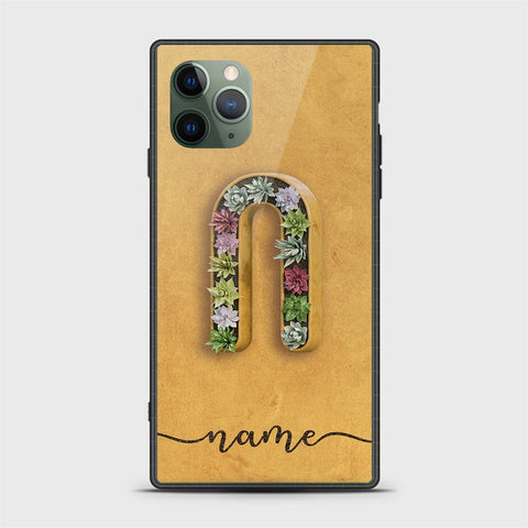 iPhone 11 Pro Max Cover -Personalized Alphabet Series - HQ Ultra Shine Premium Infinity Glass Soft Silicon Borders Case