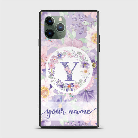iPhone 11 Pro Max Cover -Personalized Alphabet Series - HQ Ultra Shine Premium Infinity Glass Soft Silicon Borders Case