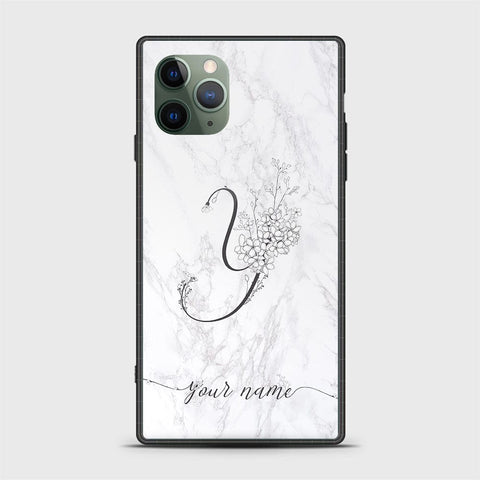 iPhone 11 Pro Max Cover -Personalized Alphabet Series - HQ Ultra Shine Premium Infinity Glass Soft Silicon Borders Case