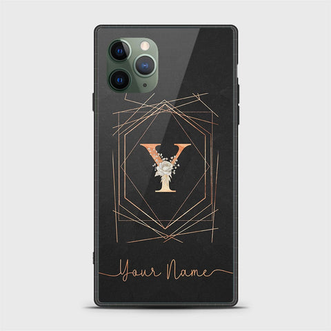 iPhone 11 Pro Max Cover -Personalized Alphabet Series - HQ Ultra Shine Premium Infinity Glass Soft Silicon Borders Case