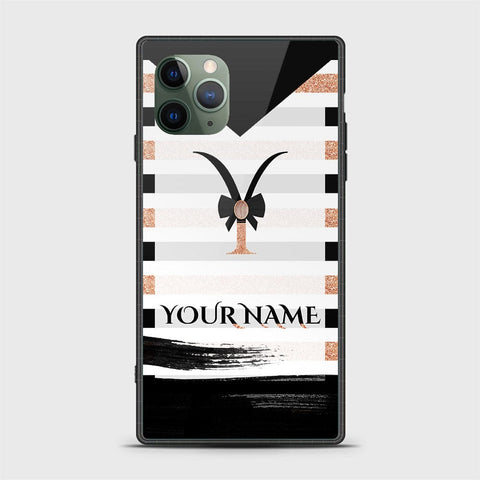 iPhone 11 Pro Max Cover -Personalized Alphabet Series - HQ Ultra Shine Premium Infinity Glass Soft Silicon Borders Case