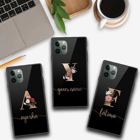iPhone 12 Pro Cover -Personalized Alphabet Series - HQ Ultra Shine Premium Infinity Glass Soft Silicon Borders Case