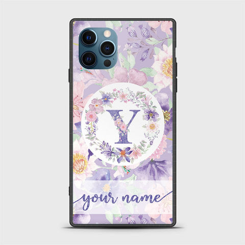 iPhone 12 Pro Max Cover -Personalized Alphabet Series - HQ Ultra Shine Premium Infinity Glass Soft Silicon Borders Case