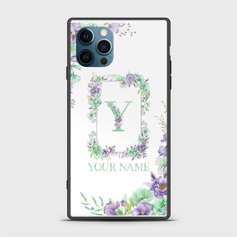 iPhone 12 Pro Max Cover -Personalized Alphabet Series - HQ Ultra Shine Premium Infinity Glass Soft Silicon Borders Case