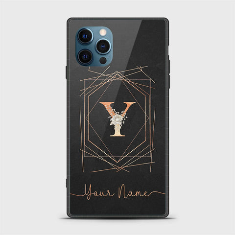 iPhone 12 Pro Max Cover -Personalized Alphabet Series - HQ Ultra Shine Premium Infinity Glass Soft Silicon Borders Case