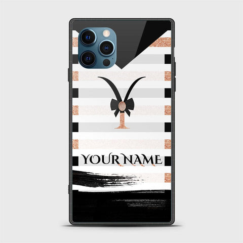 iPhone 12 Pro Max Cover -Personalized Alphabet Series - HQ Ultra Shine Premium Infinity Glass Soft Silicon Borders Case