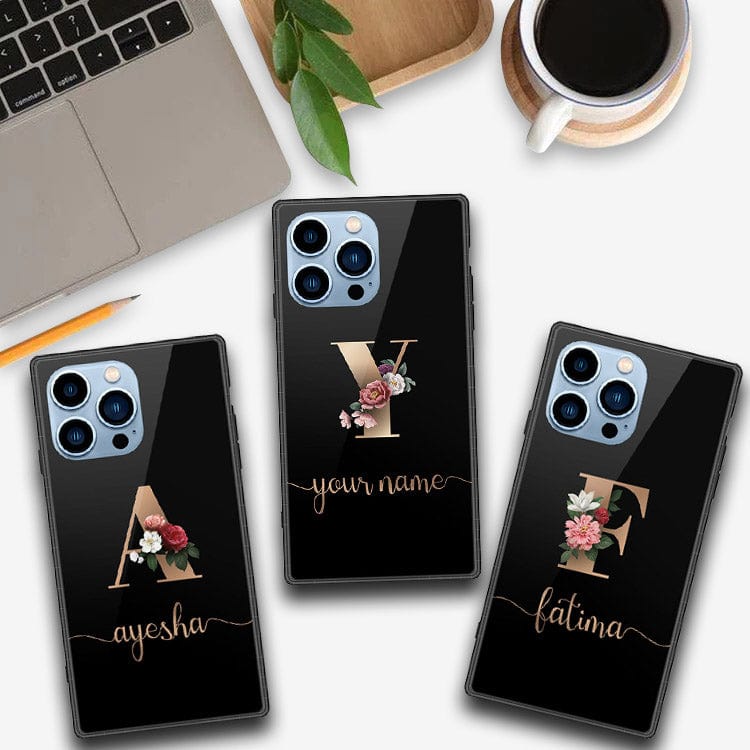 iPhone 13 Pro Cover -Personalized Alphabet Series - HQ Ultra Shine Premium Infinity Glass Soft Silicon Borders Case