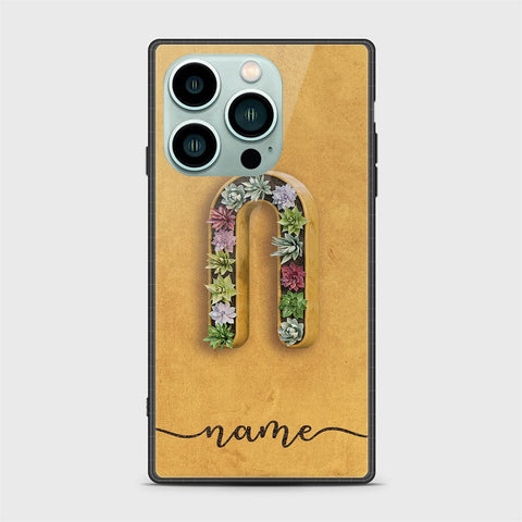 iPhone 14 Pro Cover -Personalized Alphabet Series - HQ Ultra Shine Premium Infinity Glass Soft Silicon Borders Case