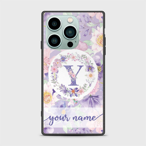 iPhone 14 Pro Cover -Personalized Alphabet Series - HQ Ultra Shine Premium Infinity Glass Soft Silicon Borders Case