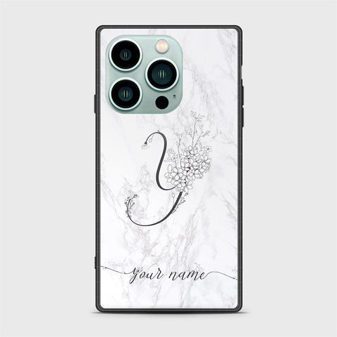 iPhone 14 Pro Cover -Personalized Alphabet Series - HQ Ultra Shine Premium Infinity Glass Soft Silicon Borders Case