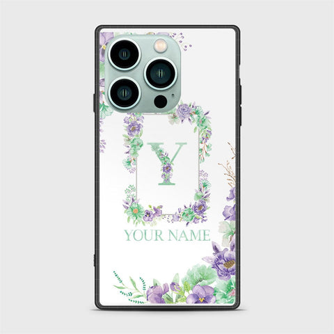 iPhone 14 Pro Cover -Personalized Alphabet Series - HQ Ultra Shine Premium Infinity Glass Soft Silicon Borders Case