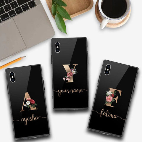 iPhone XS / X Cover -Personalized Alphabet Series - HQ Ultra Shine Premium Infinity Glass Soft Silicon Borders Case