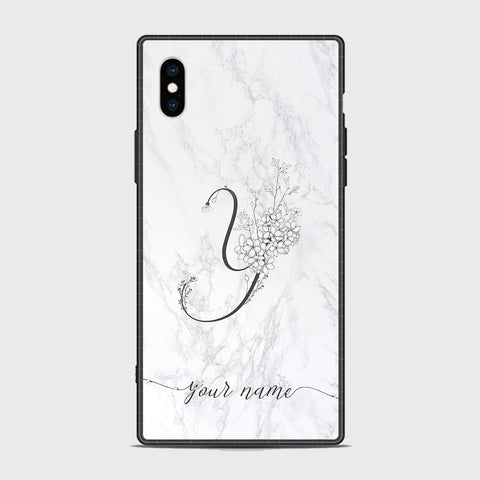 iPhone XS / X Cover -Personalized Alphabet Series - HQ Ultra Shine Premium Infinity Glass Soft Silicon Borders Case