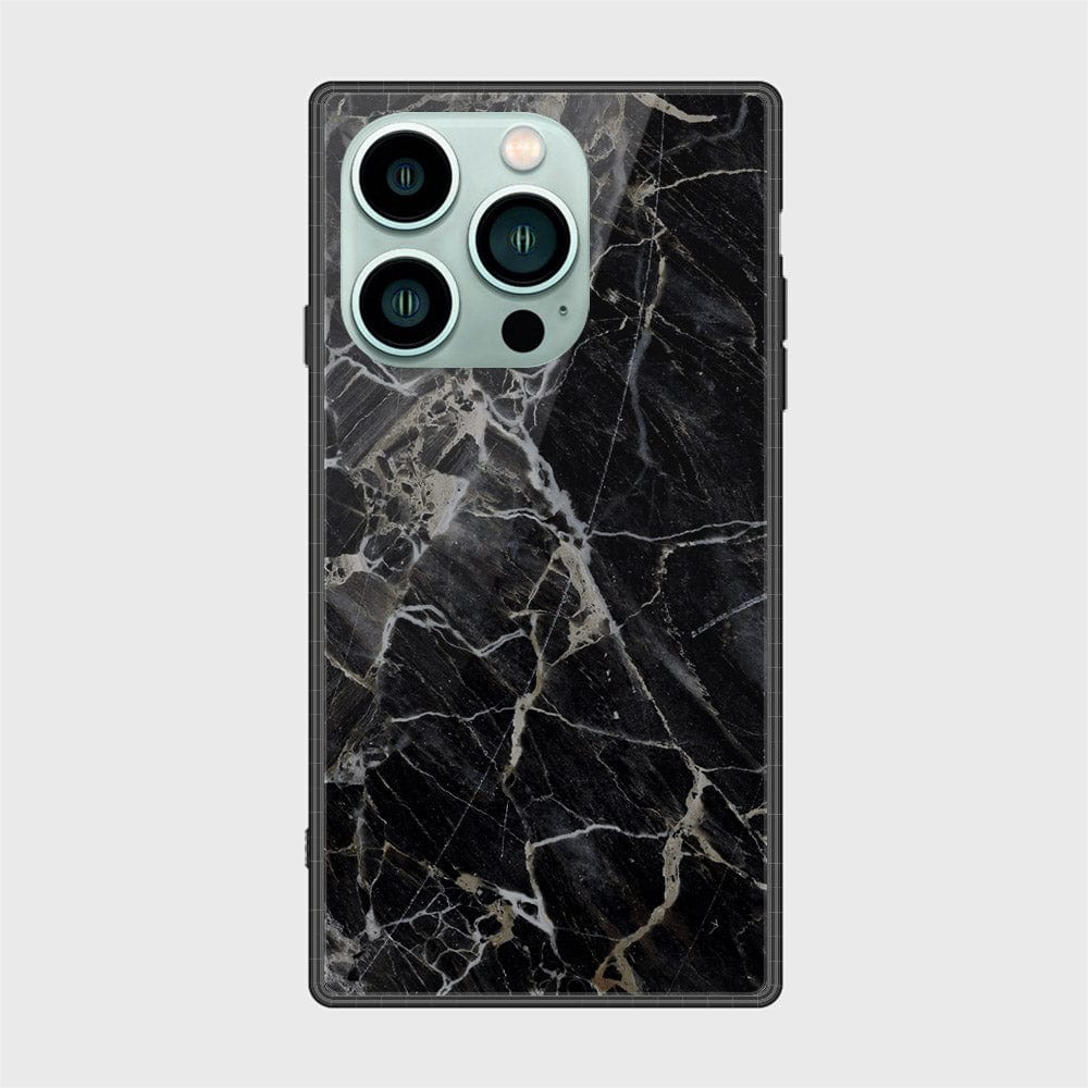 iPhone 14 Pro Cover- Black Marble Series - HQ Ultra Shine Premium Infinity Glass Soft Silicon Borders Case