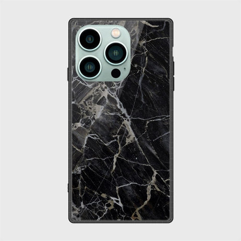 iPhone 14 Pro Cover- Black Marble Series - HQ Ultra Shine Premium Infinity Glass Soft Silicon Borders Case