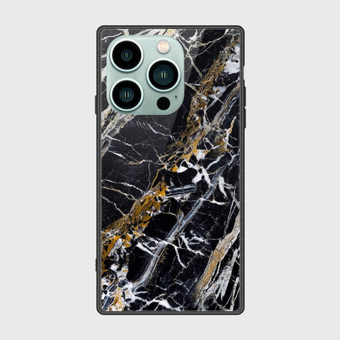 iPhone 14 Pro Cover- Black Marble Series - HQ Ultra Shine Premium Infinity Glass Soft Silicon Borders Case