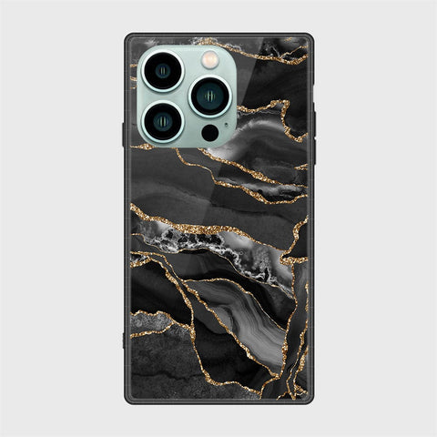 iPhone 14 Pro Cover- Black Marble Series - HQ Ultra Shine Premium Infinity Glass Soft Silicon Borders Case