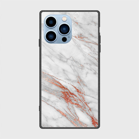iPhone 13 Pro Cover- White Marble Series - HQ Ultra Shine Premium Infinity Glass Soft Silicon Borders Case