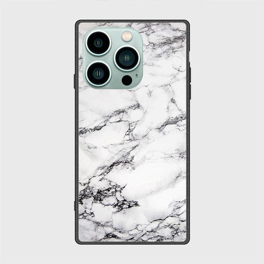 iPhone 14 Pro Cover- White Marble Series - HQ Ultra Shine Premium Infinity Glass Soft Silicon Borders Case