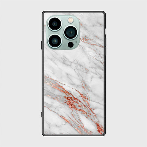 iPhone 14 Pro Cover- White Marble Series - HQ Ultra Shine Premium Infinity Glass Soft Silicon Borders Case
