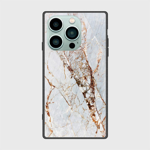 iPhone 14 Pro Cover- White Marble Series - HQ Ultra Shine Premium Infinity Glass Soft Silicon Borders Case